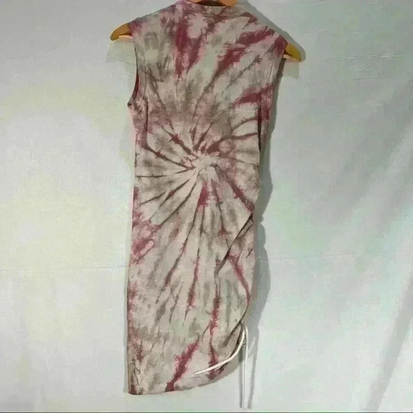 PAM&GELA RevolveTye Dye Sleeveless Ruched Dress In Roses& Taupe Sz P Boho Hippie - Picture 4 of 11